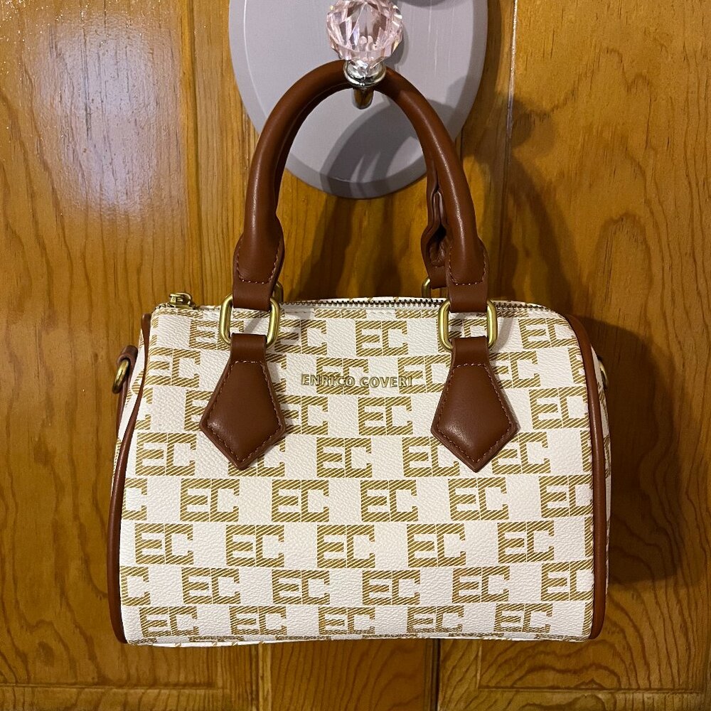 NWOT Enrico Coveri Mini Bowling Handbag in Vegan Leather